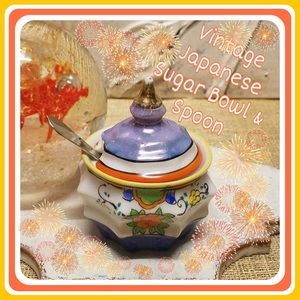 Vintage Japanese Sugar Bowl and Spoon